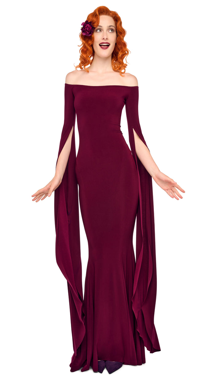 Norma Kamali OFF SHOULDER RIBBON SLEEVE FISHTAIL GOWN