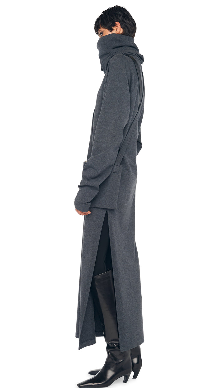 Norma Kamali OS RAGLAN SLEEVE TURTLENECK SIDE SLIT GOWN