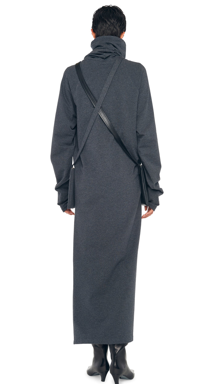 Norma Kamali OS RAGLAN SLEEVE TURTLENECK SIDE SLIT GOWN