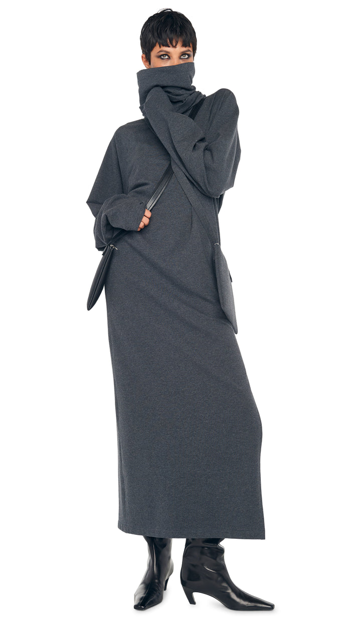 Norma Kamali OS RAGLAN SLEEVE TURTLENECK SIDE SLIT GOWN