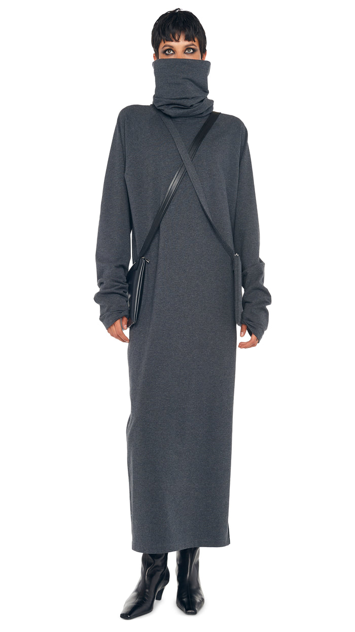 norma kamali OS RAGLAN SLEEVE TURTLENECK SIDE SLIT GOWN