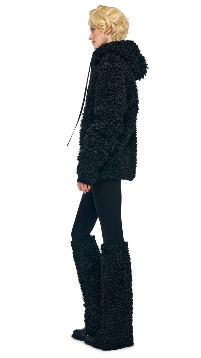 Norma Kamali OS RAGLAN SLEEVE ZIP FRONT HOODED JACKET