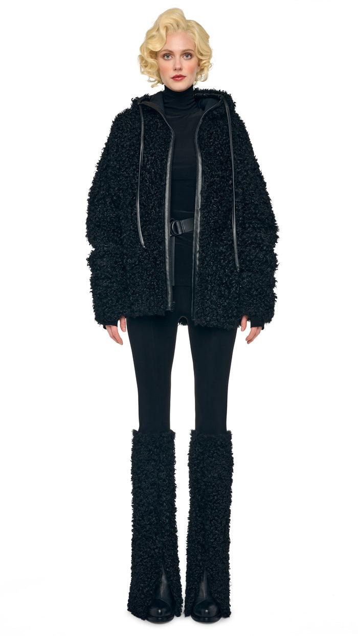 norma kamali OS RAGLAN SLEEVE ZIP FRONT HOODED JACKET