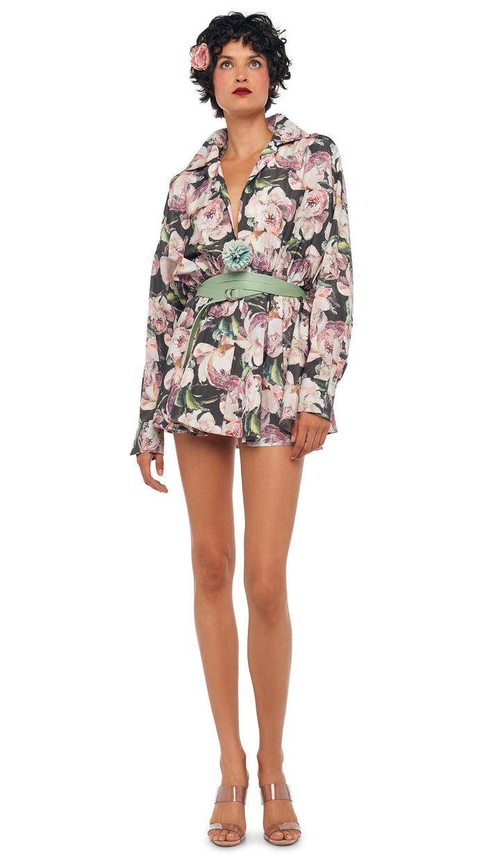 Norma Kamali SUPER OS BF NK SHIRT FLARED MINI DRESS