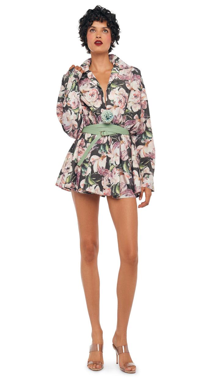 norma kamali SUPER OS BF NK SHIRT FLARED MINI DRESS