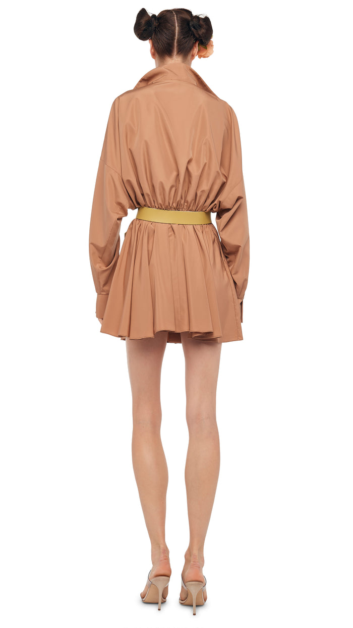 Norma Kamali SUPER OS BF NK SHIRT FLARED MINI DRESS