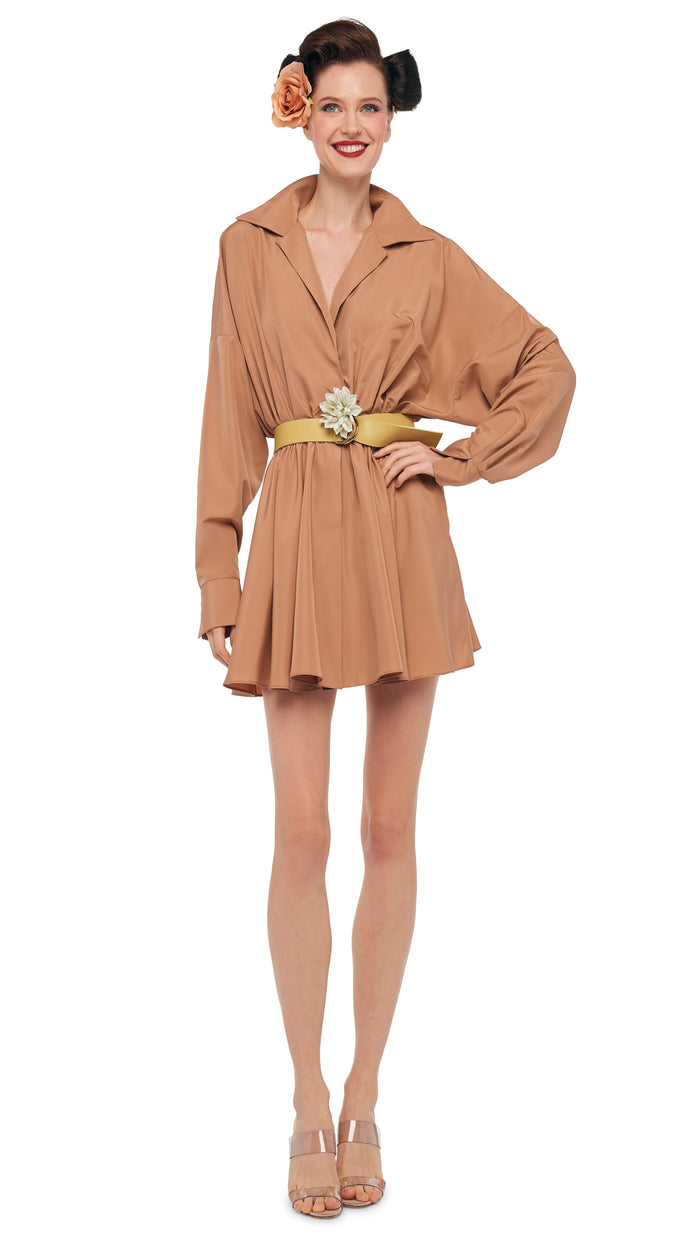 norma kamali SUPER OS BF NK SHIRT FLARED MINI DRESS