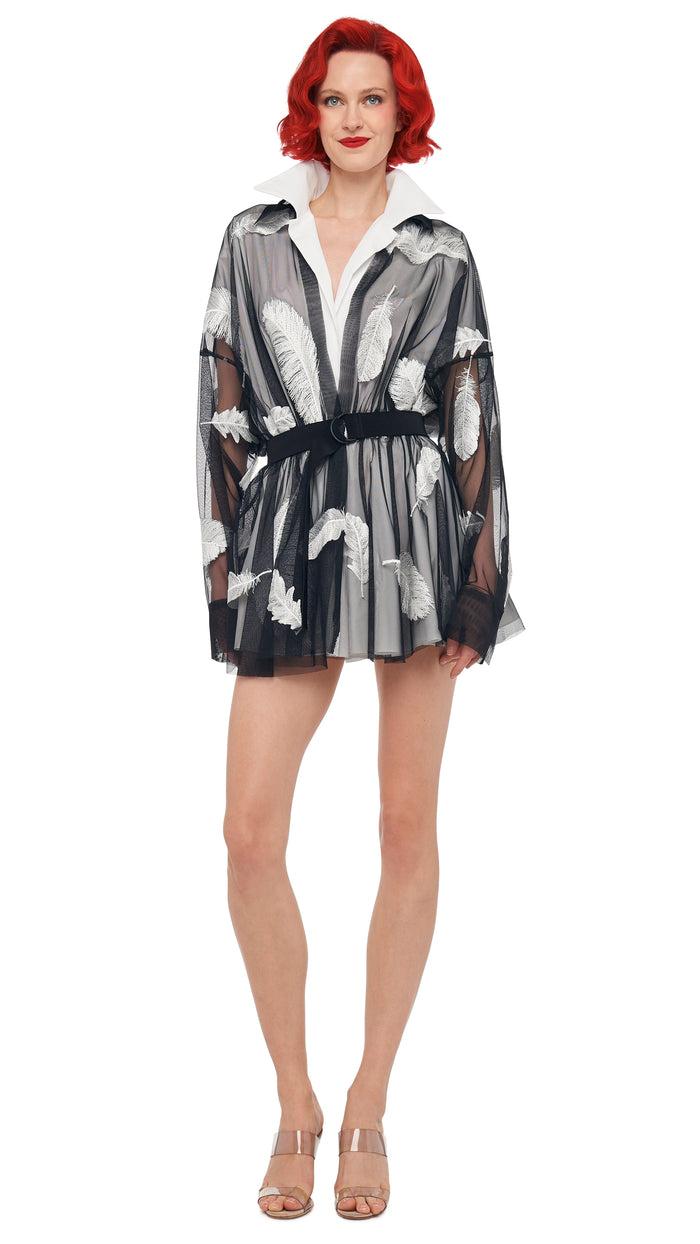 norma kamali SUPER OS BF NK SHIRT FLARED MINI DRESS