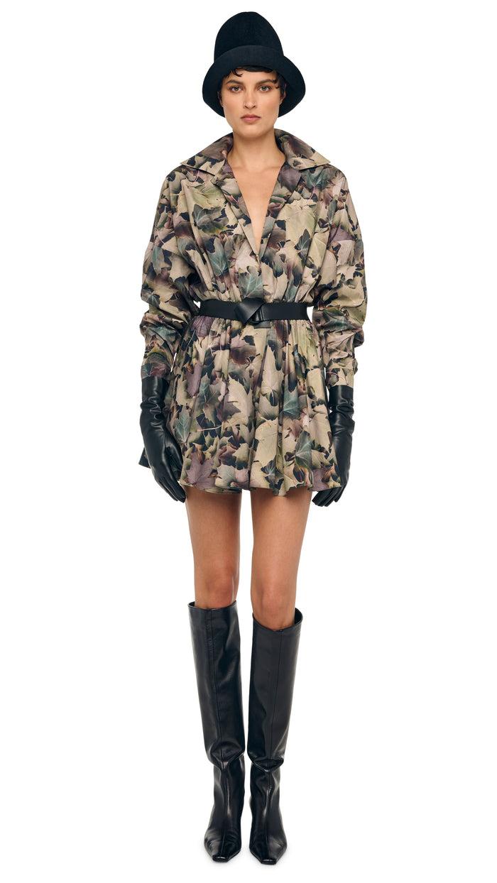 norma kamali SUPER OS BF NK SHIRT FLARED MINI DRESS