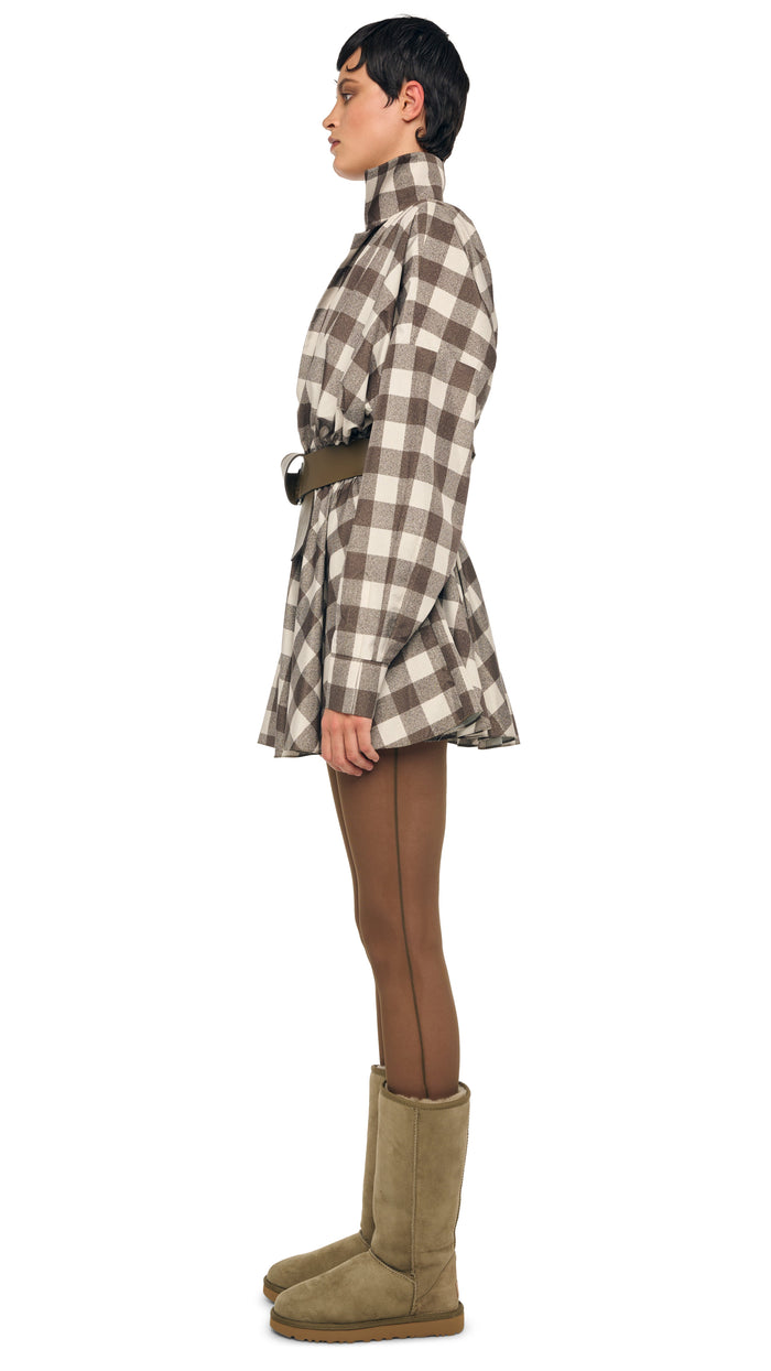 Norma Kamali SUPER OS BF NK SHIRT FLARED MINI DRESS