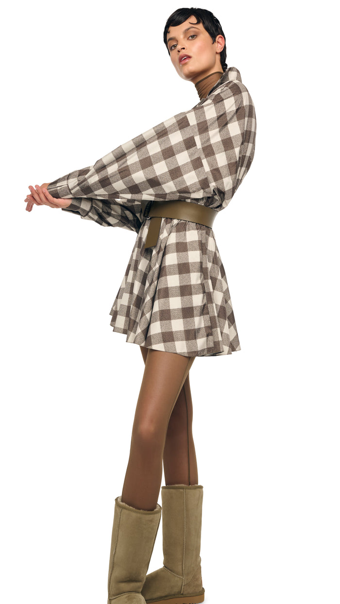 Norma Kamali SUPER OS BF NK SHIRT FLARED MINI DRESS