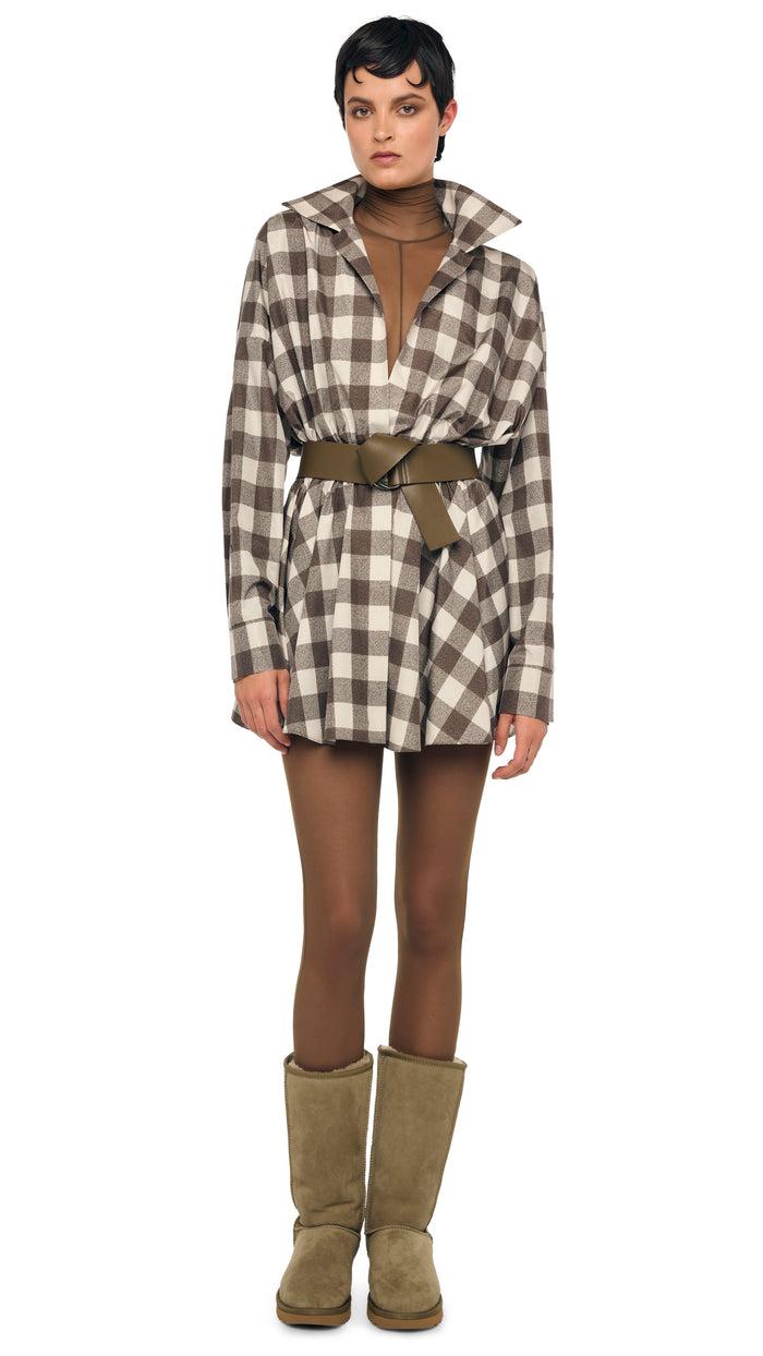 norma kamali SUPER OS BF NK SHIRT FLARED MINI DRESS