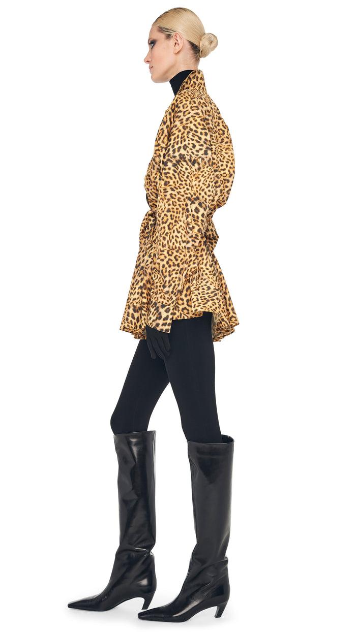 Norma Kamali SUPER OS BF NK SHIRT FLARED MINI DRESS