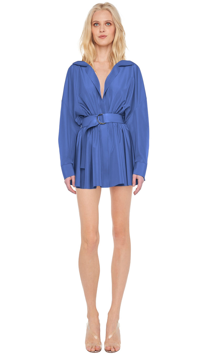 norma kamali SUPER OS BF NK SHIRT FLARED MINI DRESS