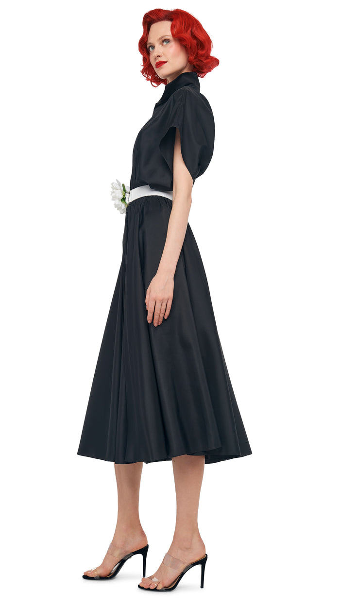 Norma Kamali SUPER OS SLEEVELESS BF NK SHIRT FLARED DRESS