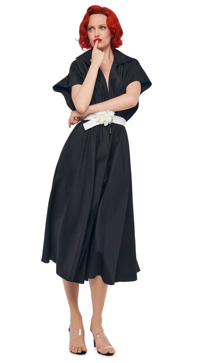 Norma Kamali SUPER OS SLEEVELESS BF NK SHIRT FLARED DRESS