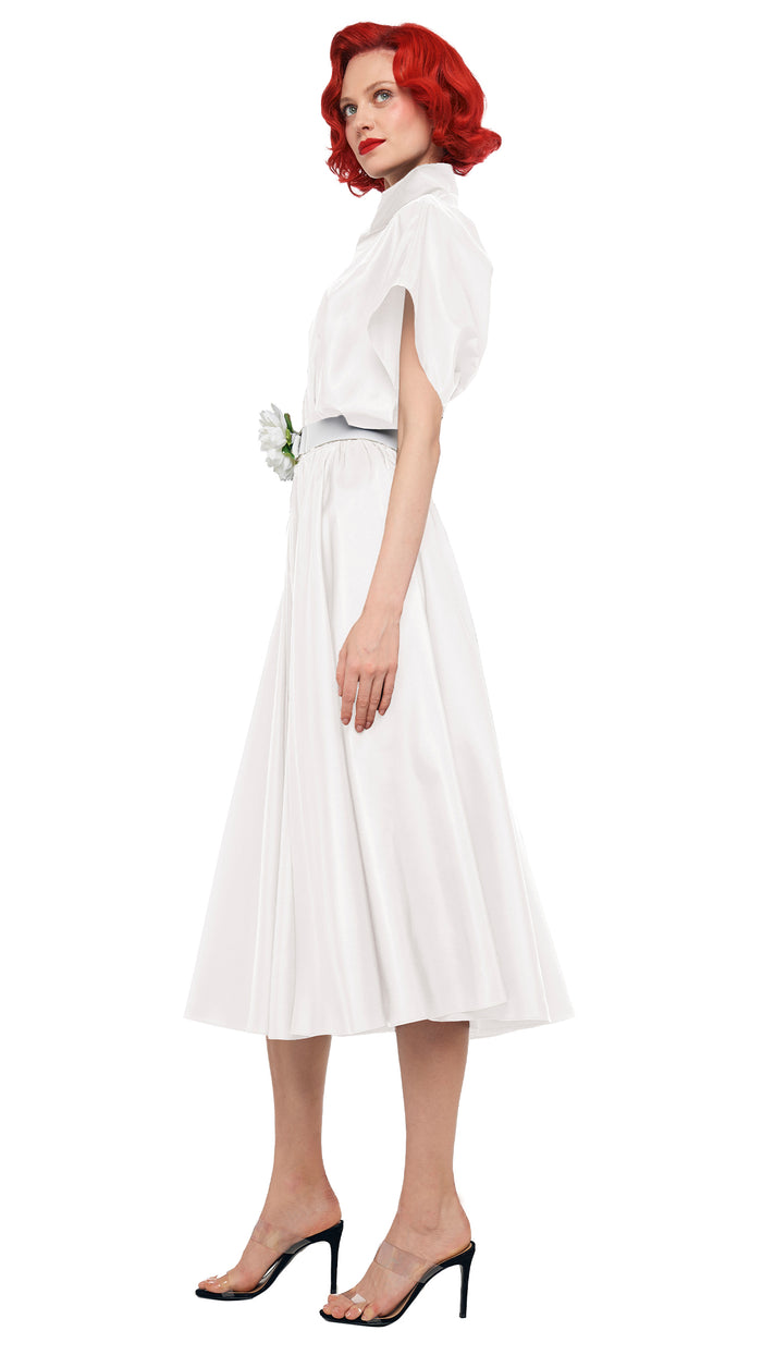 Norma Kamali SUPER OS SLEEVELESS BF NK SHIRT FLARED DRESS