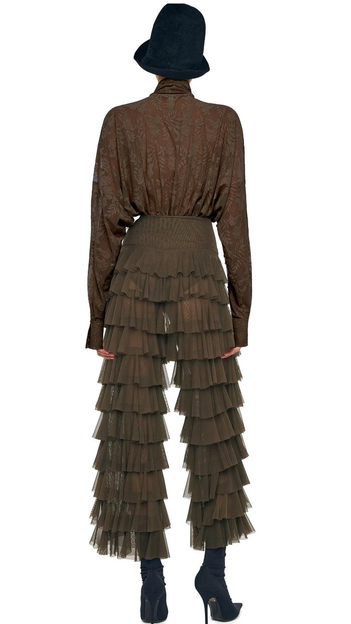 Norma Kamali SUPER OVERSIZED BF NK SHIRT BODYSUIT W/ BOW