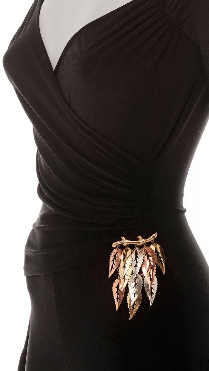 Norma Kamali TRI COLOR LEAF DROP NECKLACE AND BROOCH