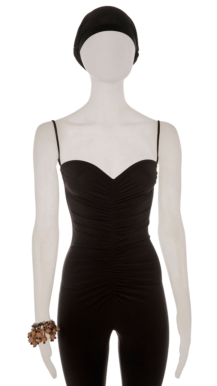 Norma Kamali TRI LAYER BRASS TONED METAL LINK CHAIN AND BEADED BRACELET