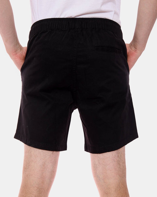 Noroze Black Elasticated Waist Cotton Casual Shorts
