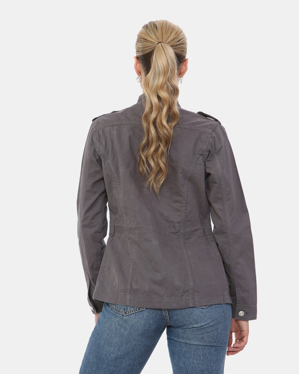 Noroze Dark Grey Military Style Summer Jacket (Silver Button)