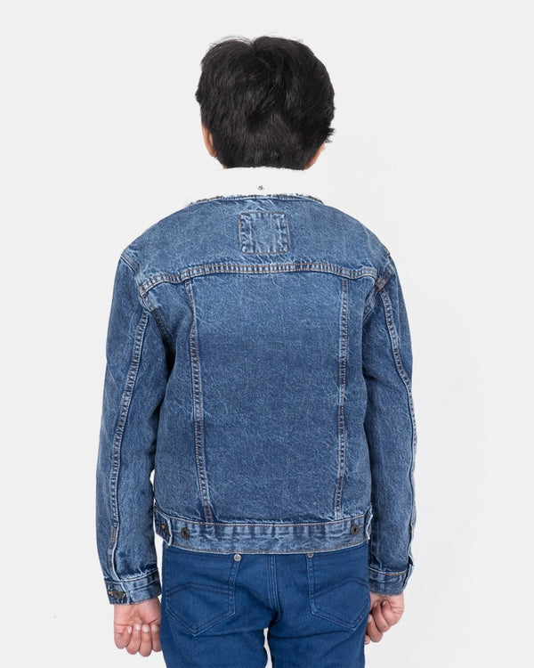 Noroze Denim Blue Detachable Sherpa Collar Kids Jacket