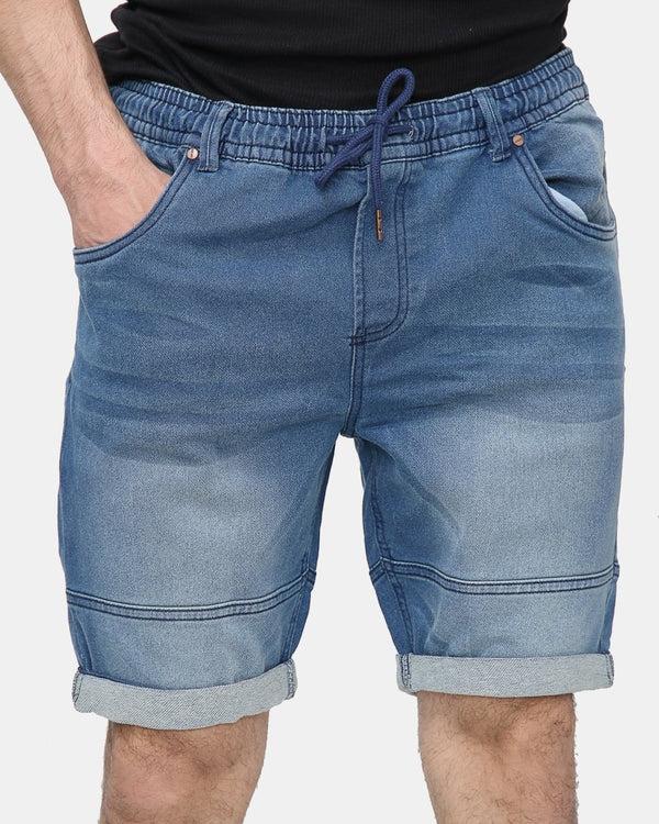 Noroze Denim Blue Shorts With Drawstring (Multi-Pockets)