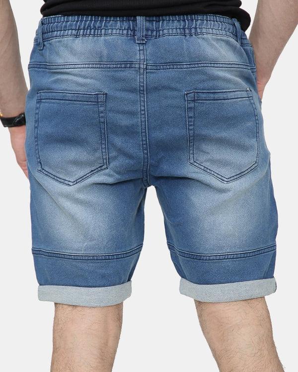 Noroze Denim Blue Shorts With Drawstring (Multi-Pockets)