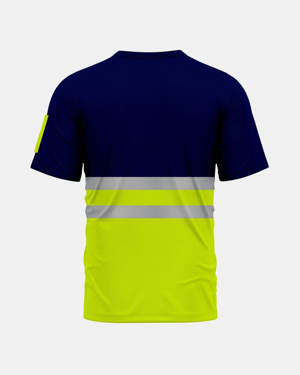 Noroze Hi-Viz Reflective Tape T-Shirt (Neon Green/Navy 1)