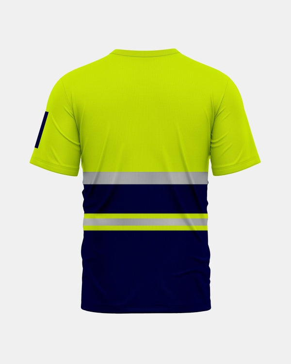 Noroze Hi-Viz Reflective Tape T-Shirt (Neon Green/Navy 2)