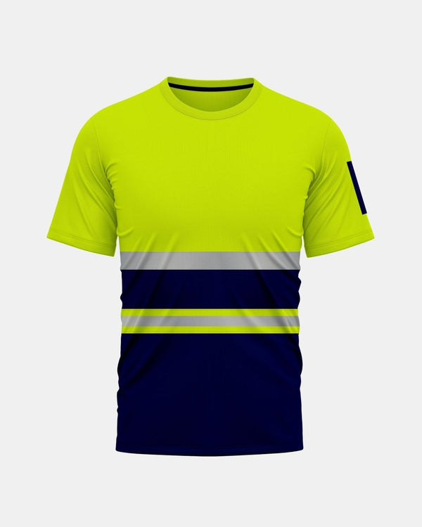 noroze Hi-Viz Reflective Tape T-Shirt (Neon Green/Navy 2)
