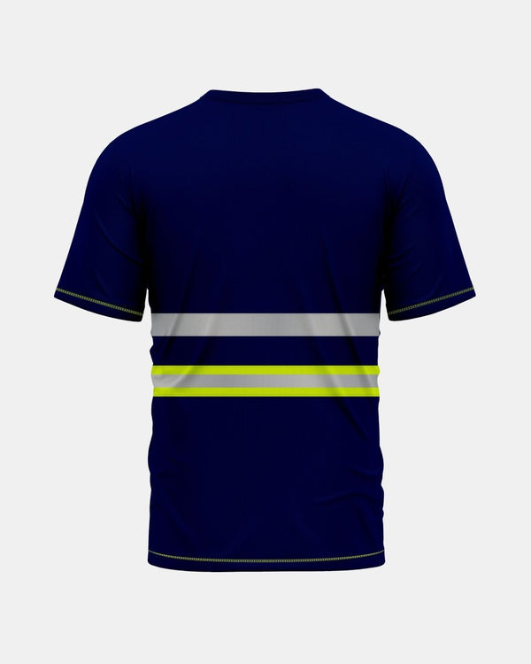 Noroze Hi-Viz Reflective Tape T-Shirt (Neon Green/Navy 3)