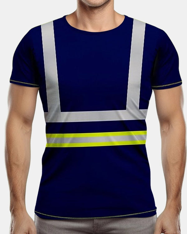 Noroze Hi-Viz Reflective Tape T-Shirt (Neon Green/Navy 3)