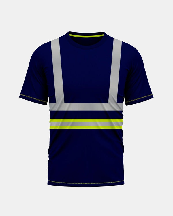noroze Hi-Viz Reflective Tape T-Shirt (Neon Green/Navy 3)