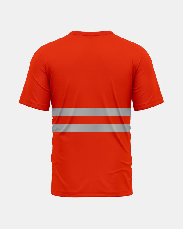 Noroze Hi-Viz Reflective Tape T-Shirt (Neon Orange/Grey 4)