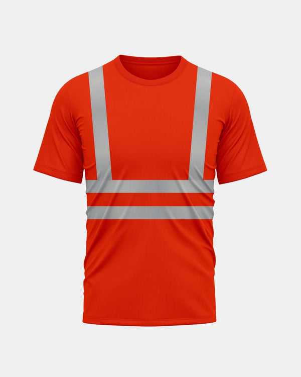 noroze Hi-Viz Reflective Tape T-Shirt (Neon Orange/Grey 4)