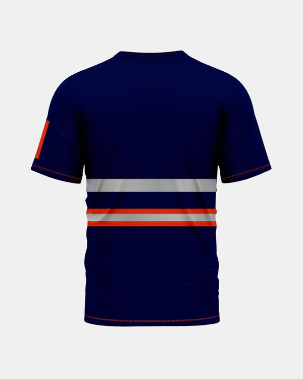 Noroze Hi-Viz Reflective Tape T-Shirt (Neon Orange/Navy 3)
