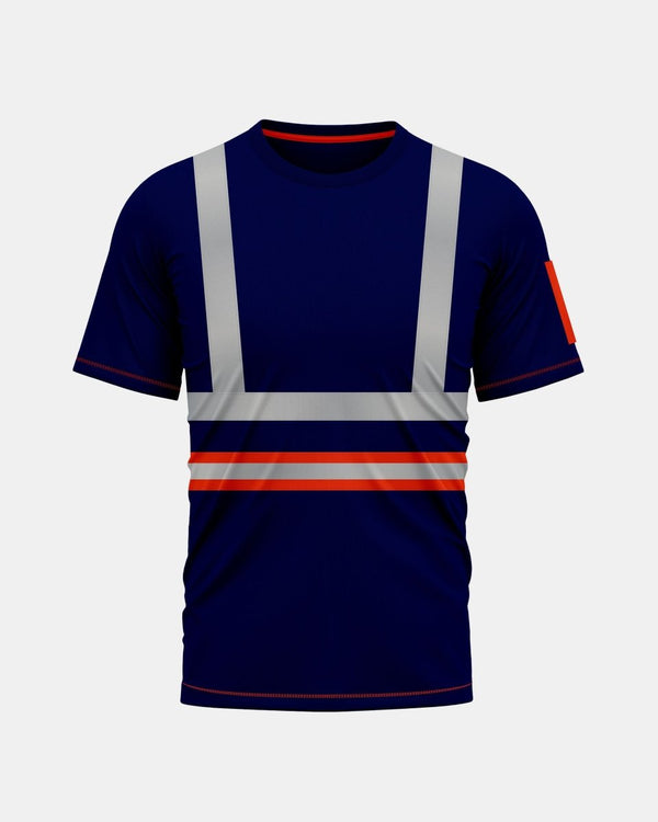 noroze Hi-Viz Reflective Tape T-Shirt (Neon Orange/Navy 3)