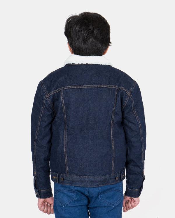 Noroze Indigo Denim Trucker Long Sherpa Lined Jacket