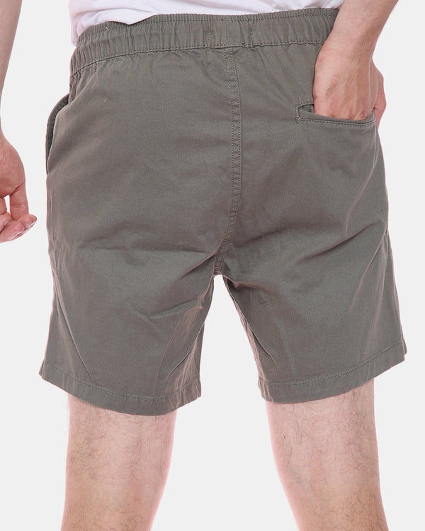 Noroze Khaki Elasticated Waist Cotton Casual Shorts