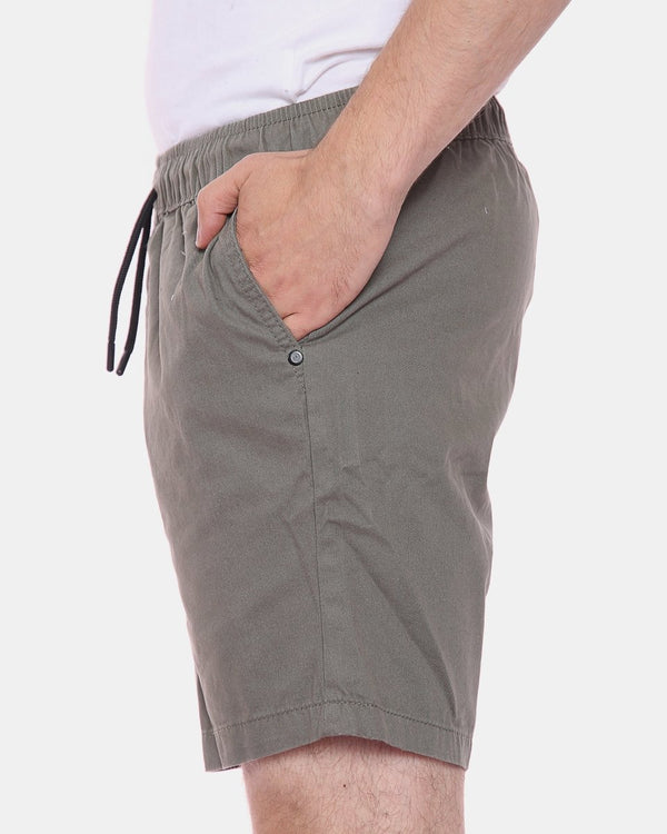 Noroze Khaki Elasticated Waist Cotton Casual Shorts