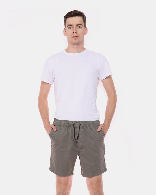 noroze Khaki Elasticated Waist Cotton Casual Shorts