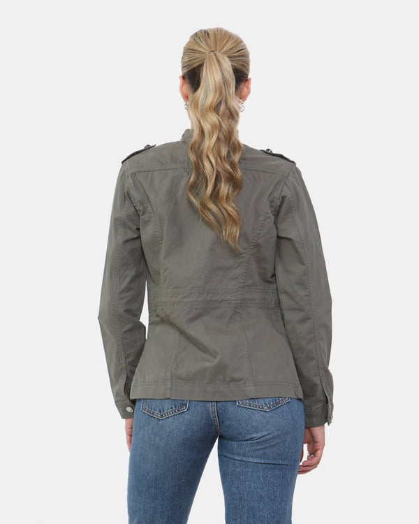 Noroze Khaki Military Style Summer Jacket (Silver Button)