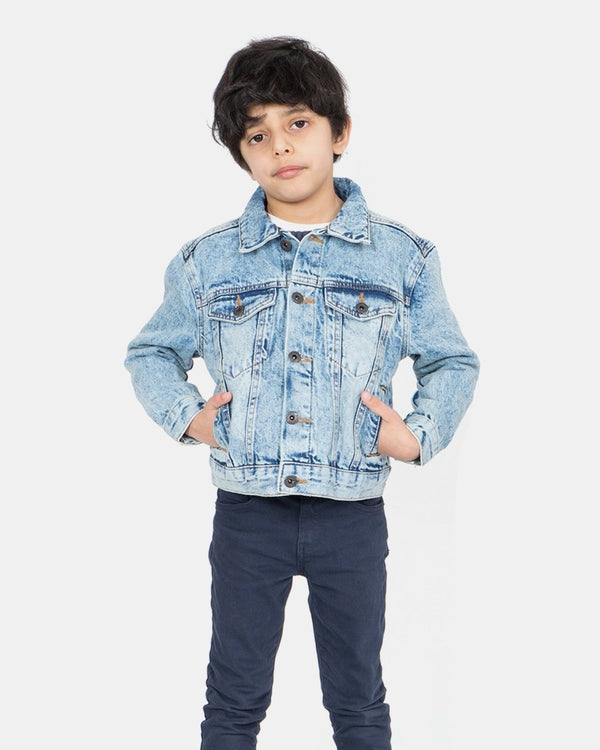 noroze Light Blue Detachable Sherpa Collar Kids Jacket