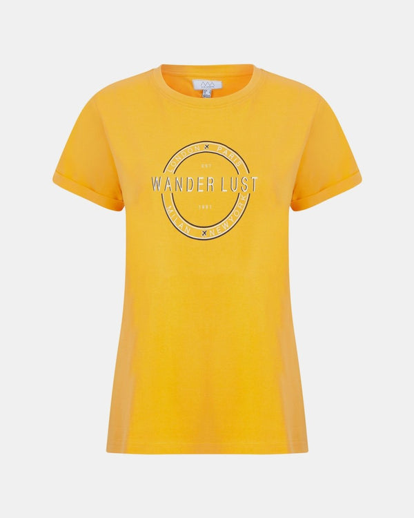 noroze Light Mustard Womens Wanderlust Printed T-Shirt