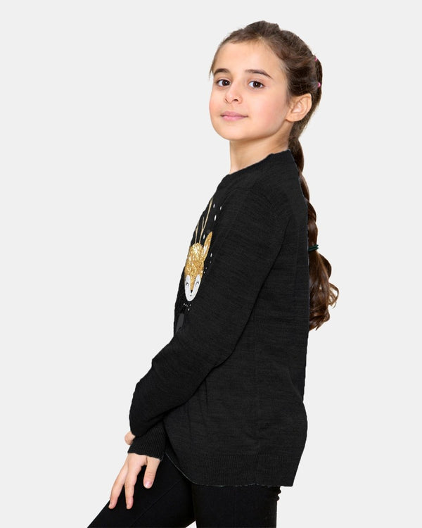 Noroze Baby Deer Black Girls Christmas Jumper
