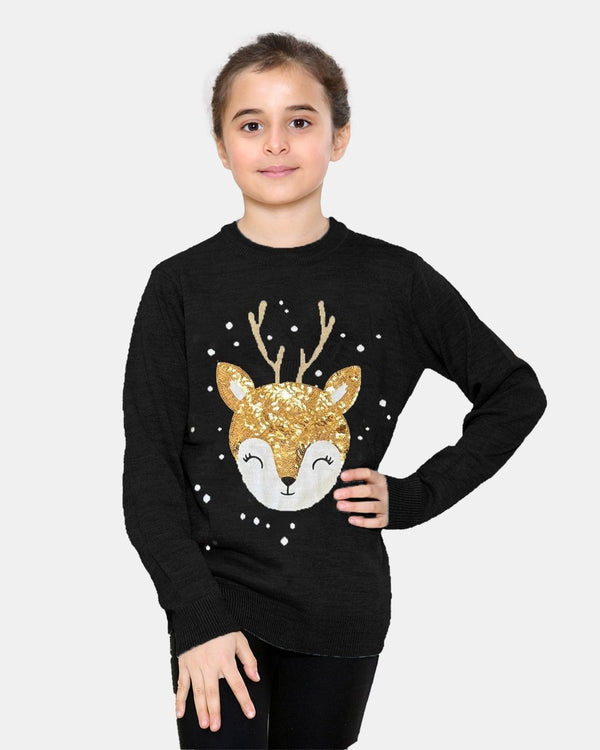 noroze Baby Deer Black Girls Christmas Jumper
