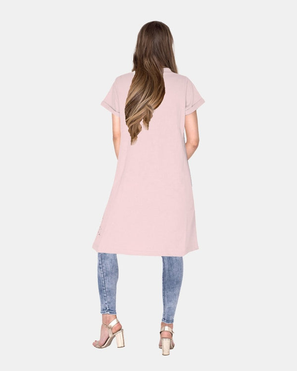 noroze Baby Pink Women's Plain Long T-shirt