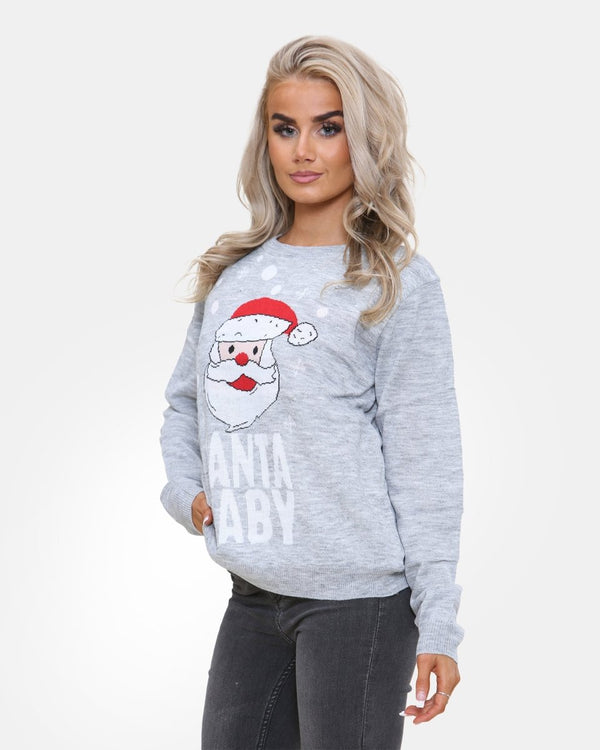 Noroze Baby Santa Grey Women Christmas Jumper